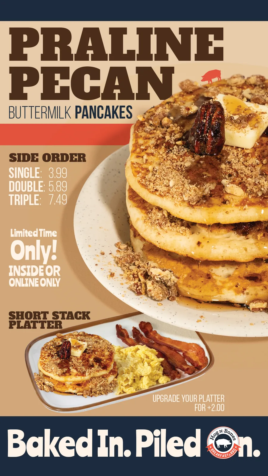 Hog-N-Bones Praline Pecan Pancakes digital menu panel